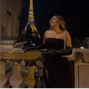 NA-KD black midi dress